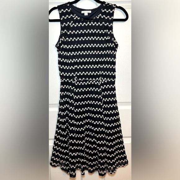New York & Company Dresses & Skirts - New York & Company Sleeveless Crochet Fit & Flare Dress- Navy/ White Size XS
